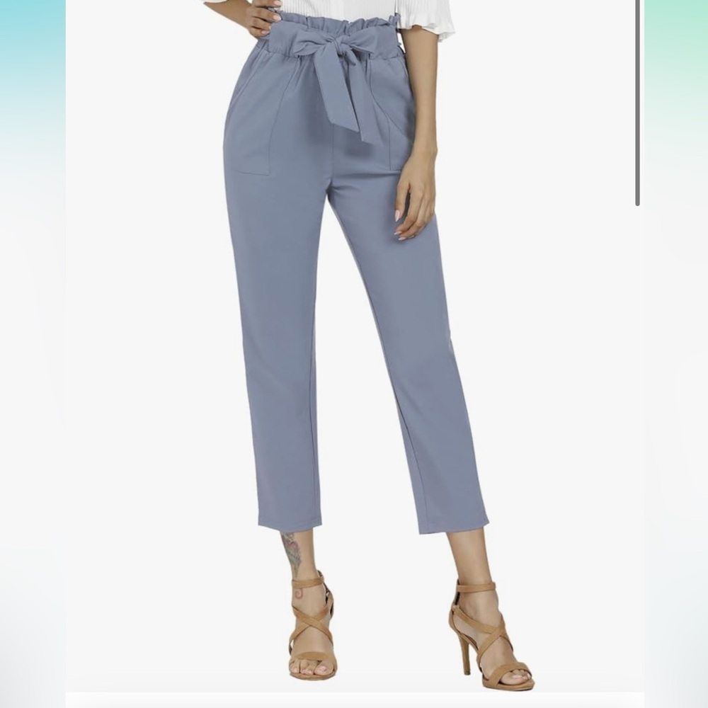 Blueish Grey Freeprance Paper Bag Pants